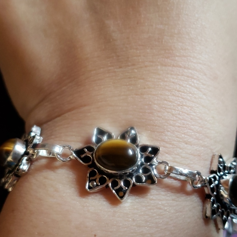 Handcrafted Tiger Eye bracelet,silver sterling - Picture 3 of 4